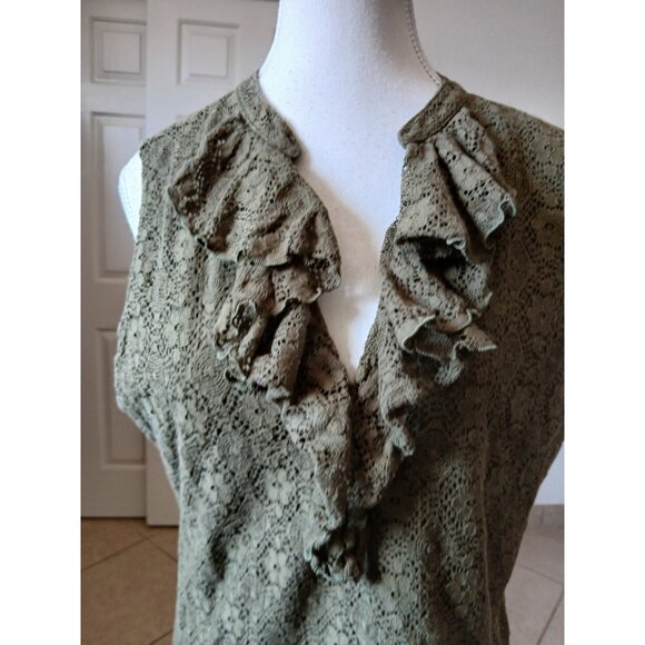 Chaps Denim Petite PXL  Blouse Womens Lace VNeck Sleeveless Lined Summer Spring - Picture 6 of 13